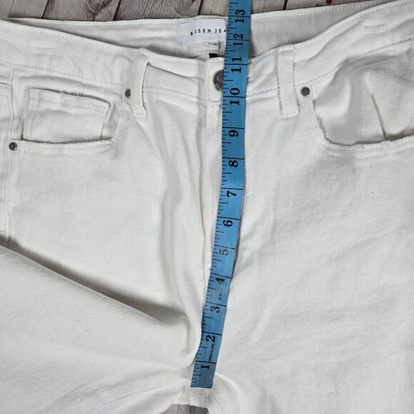 Risen Vintage Wash Straight Leg White Denim Jeans High Rise RDP5256 30/11 - Picture 12 of 13